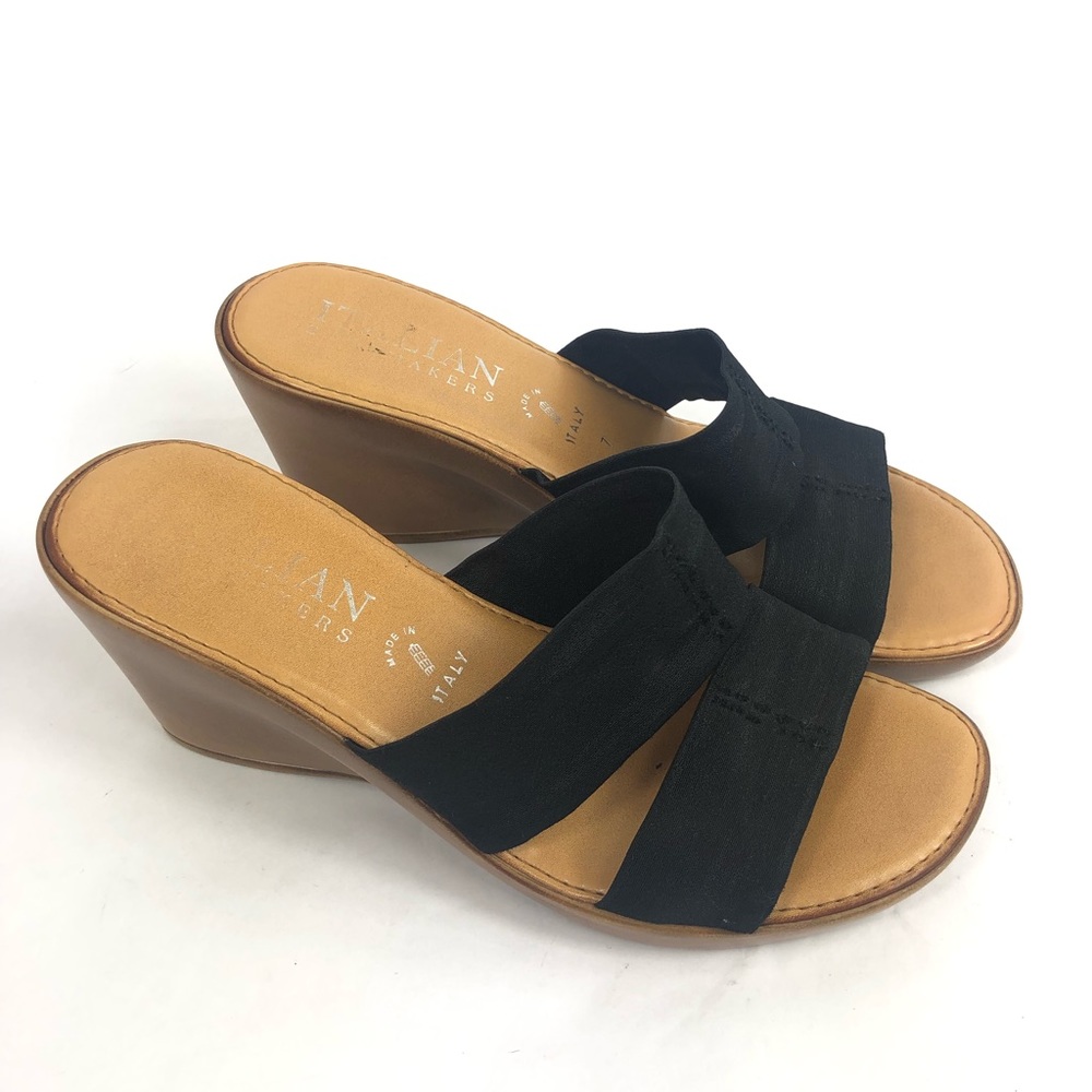 Italian Shoemaker Elastic Band Wedge Sandals